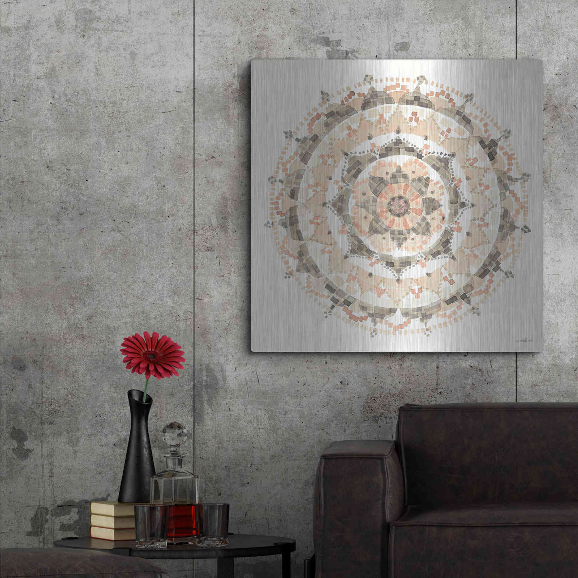 Luxe Metal Art 'Blush Mandala' by Danhui Nai, Metal Wall Art,36x36