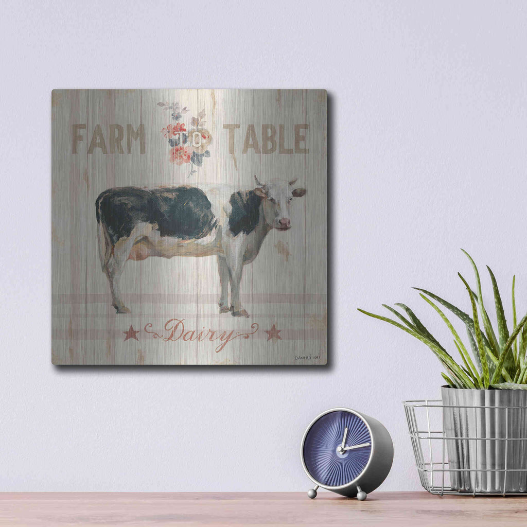 Luxe Metal Art 'Farm Patchwork V' by Danhui Nai, Metal Wall Art,12x12