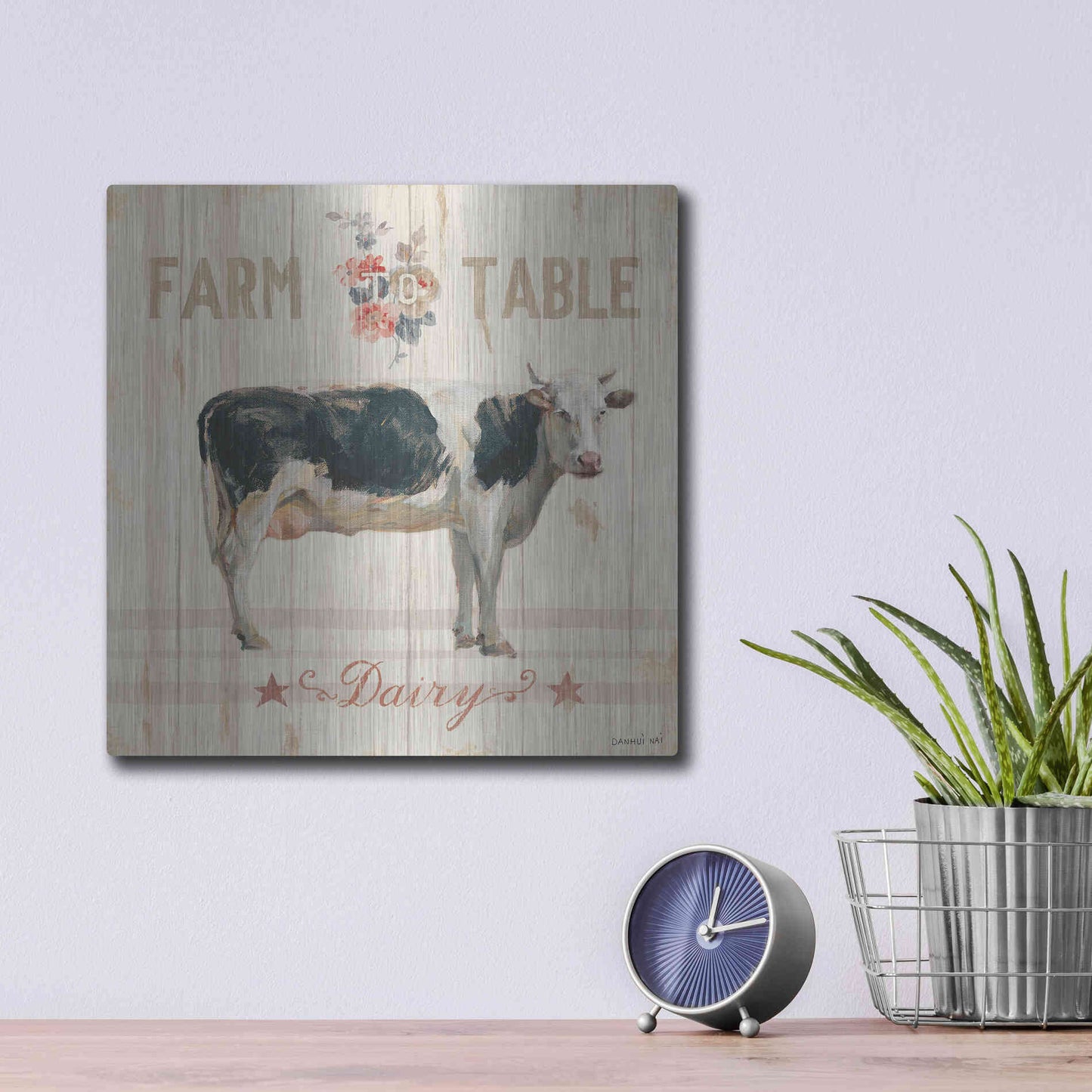 Luxe Metal Art 'Farm Patchwork V' by Danhui Nai, Metal Wall Art,12x12