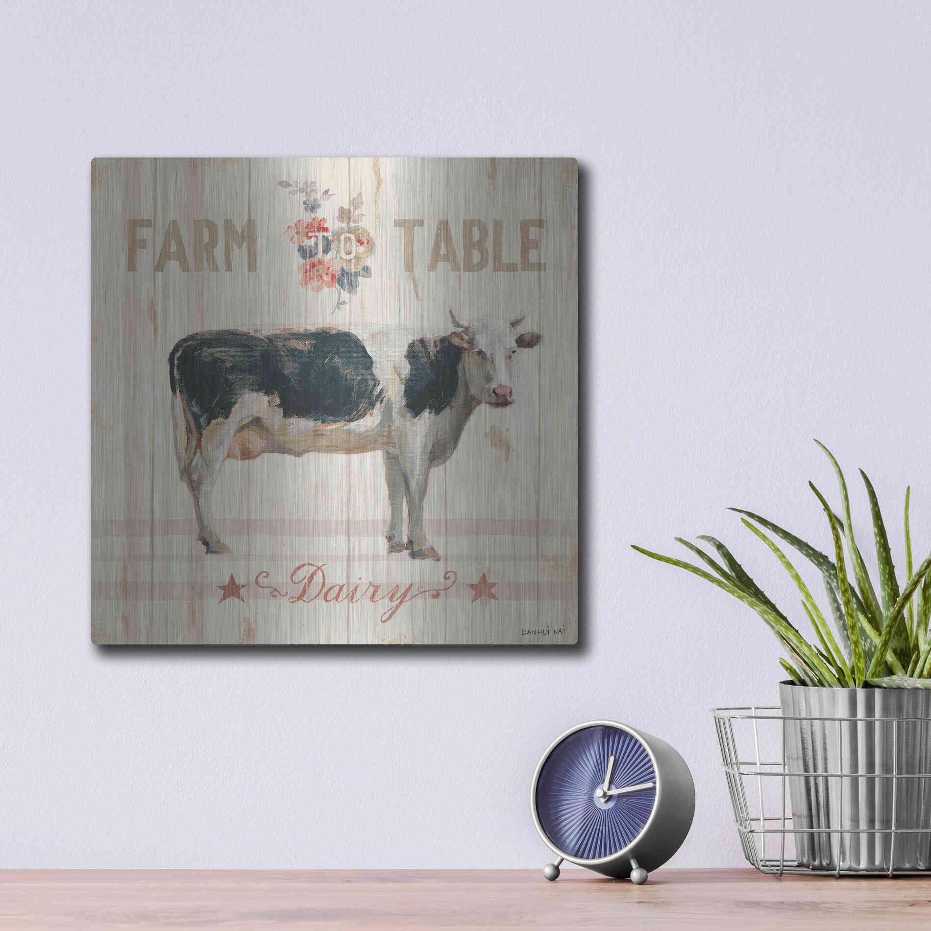 Luxe Metal Art 'Farm Patchwork V' by Danhui Nai, Metal Wall Art,12x12