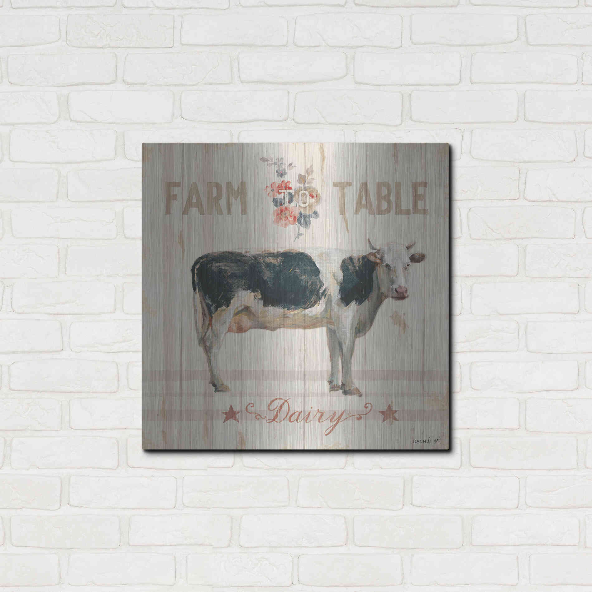Luxe Metal Art 'Farm Patchwork V' by Danhui Nai, Metal Wall Art,24x24