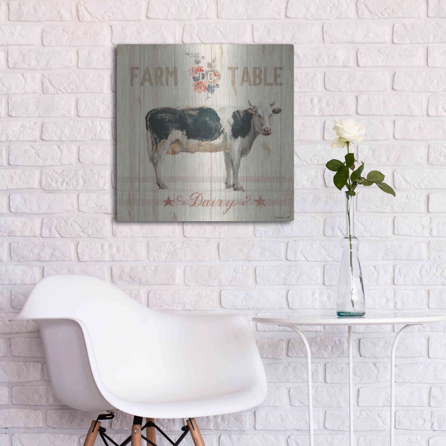 Luxe Metal Art 'Farm Patchwork V' by Danhui Nai, Metal Wall Art,24x24