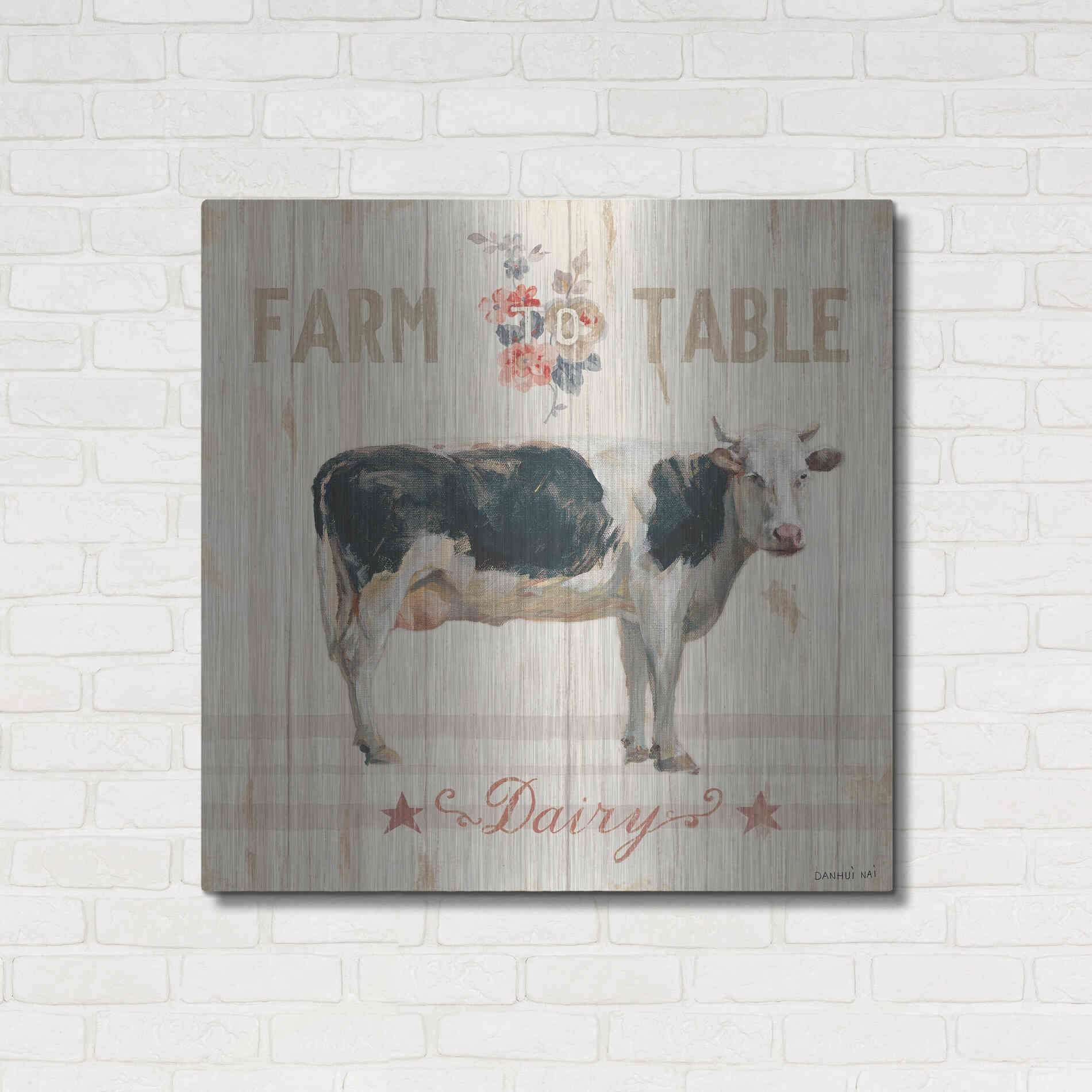 Luxe Metal Art 'Farm Patchwork V' by Danhui Nai, Metal Wall Art,36x36