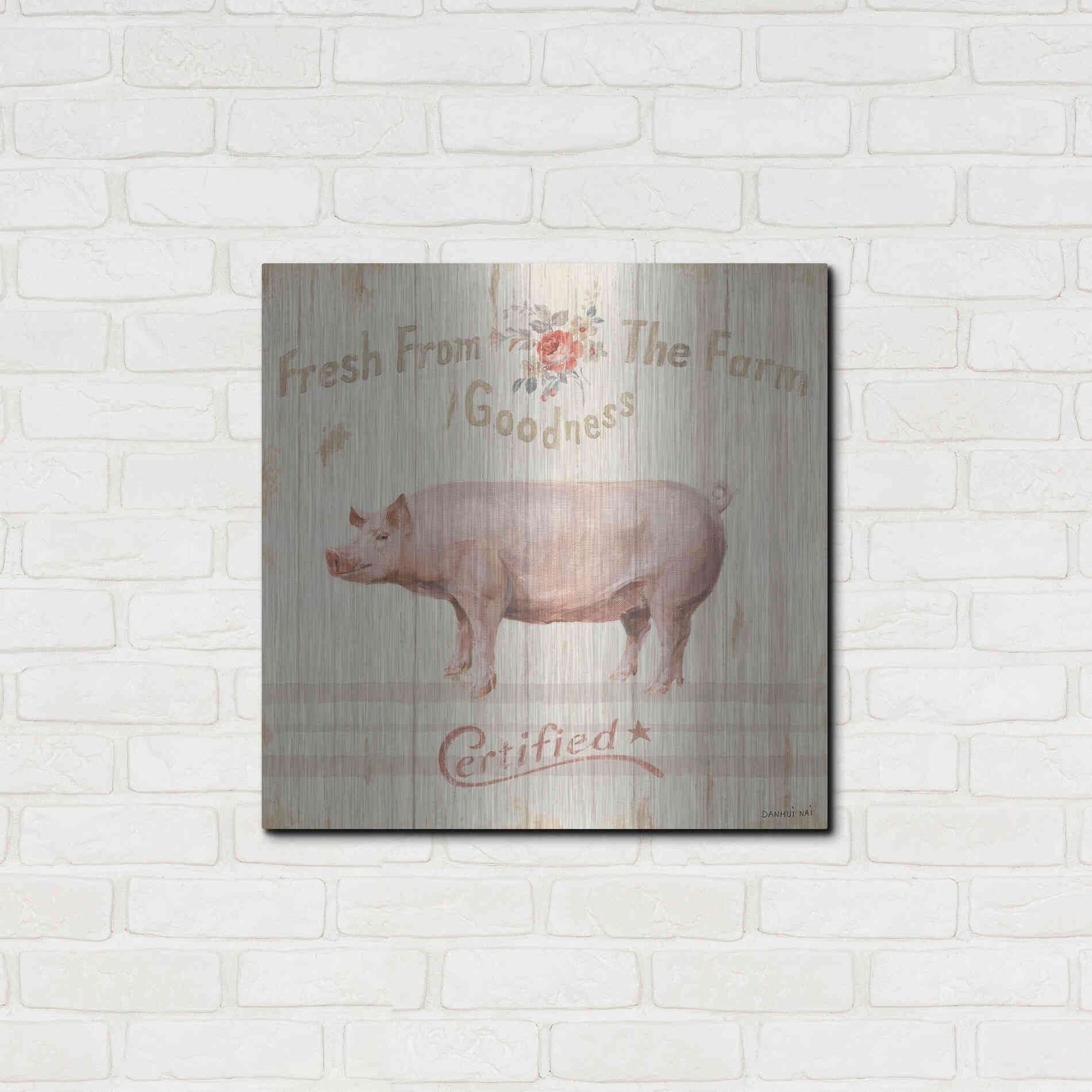 Luxe Metal Art 'Farm Patchwork VI' by Danhui Nai, Metal Wall Art,24x24