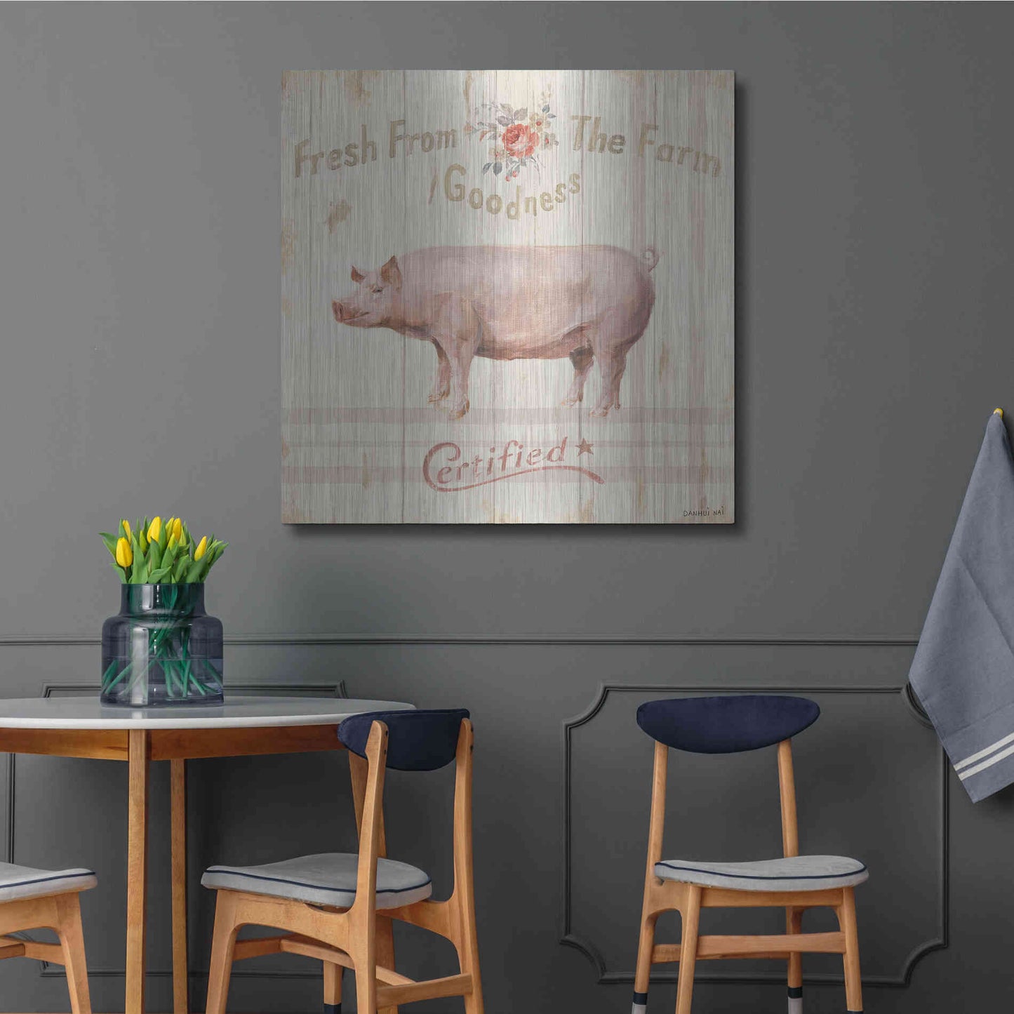 Luxe Metal Art 'Farm Patchwork VI' by Danhui Nai, Metal Wall Art,36x36