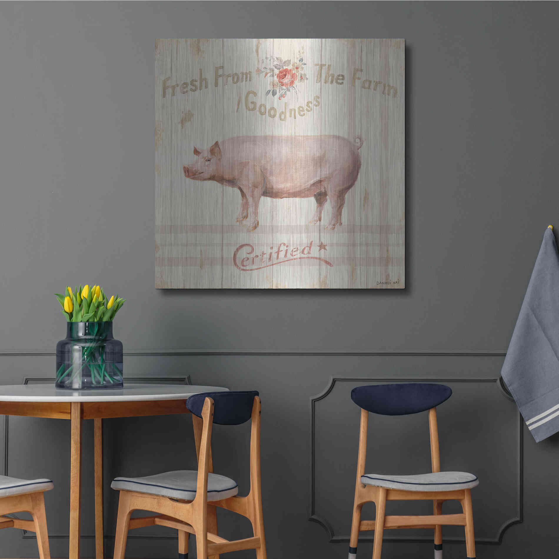 Luxe Metal Art 'Farm Patchwork VI' by Danhui Nai, Metal Wall Art,36x36