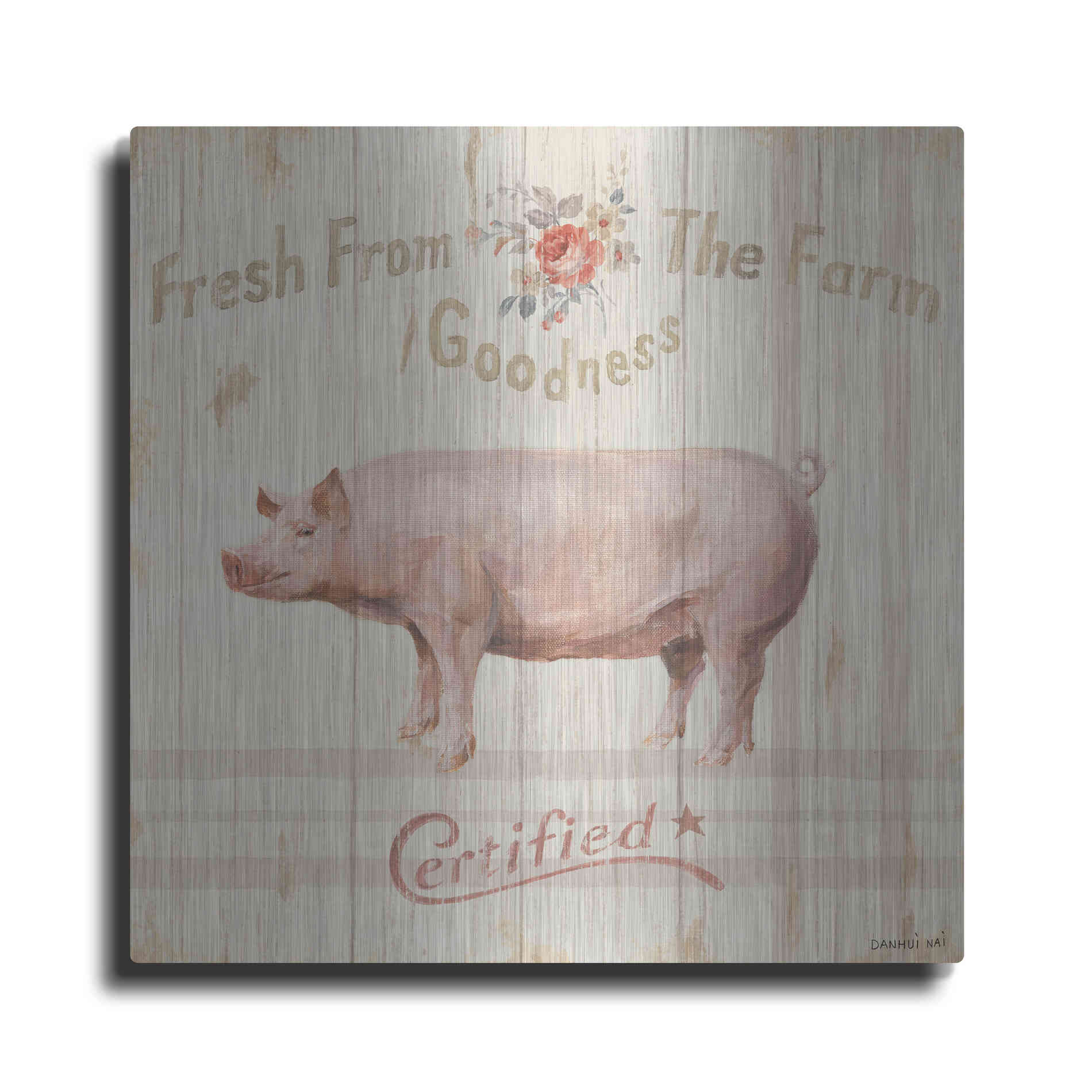 Luxe Metal Art 'Farm Patchwork VI' by Danhui Nai, Metal Wall Art