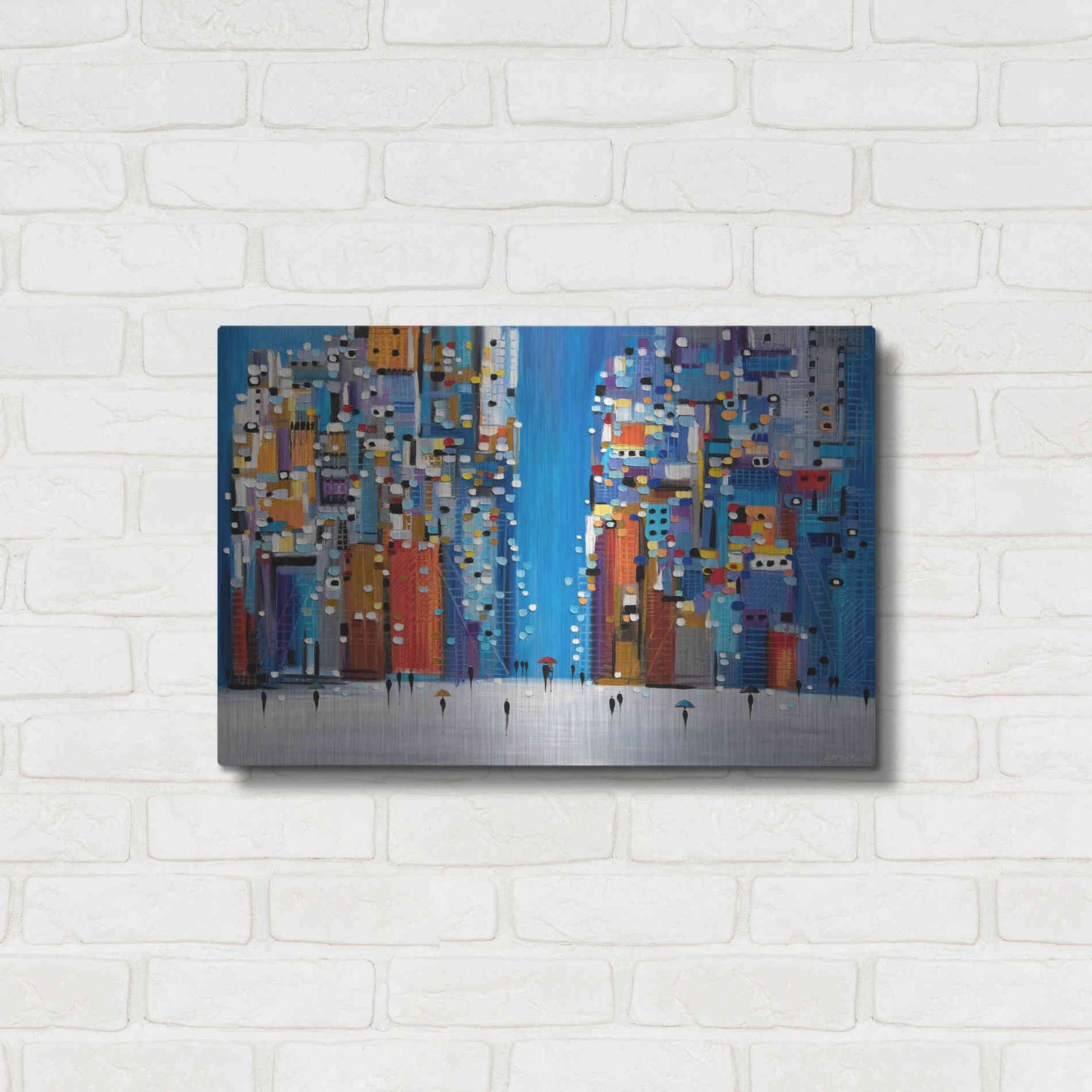 Luxe Metal Art 'Night Square' by Ekaterina Ermilkina Metal Wall Art,24x16