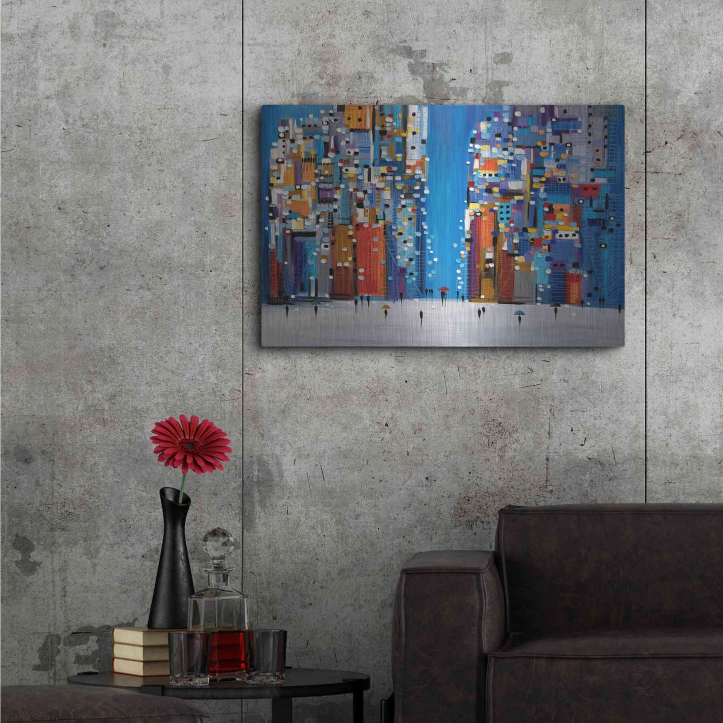 Luxe Metal Art 'Night Square' by Ekaterina Ermilkina Metal Wall Art,36x24