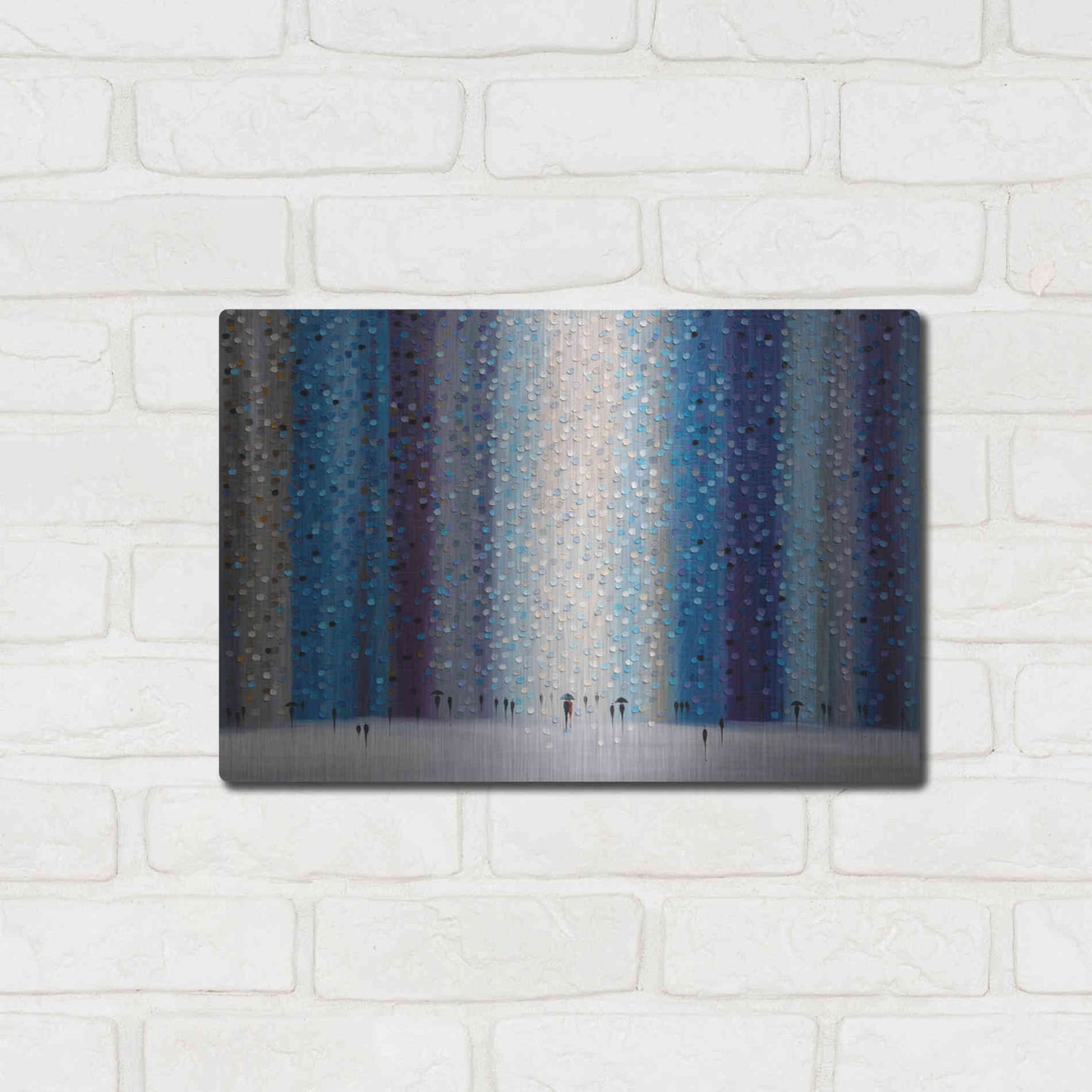 Luxe Metal Art 'Rainy City For' by Ekaterina Ermilkina Metal Wall Art,16x12