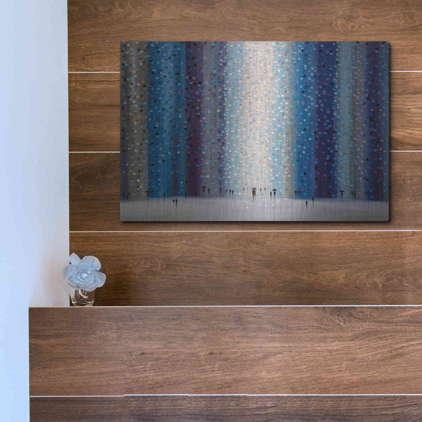 Luxe Metal Art 'Rainy City For' by Ekaterina Ermilkina Metal Wall Art,16x12