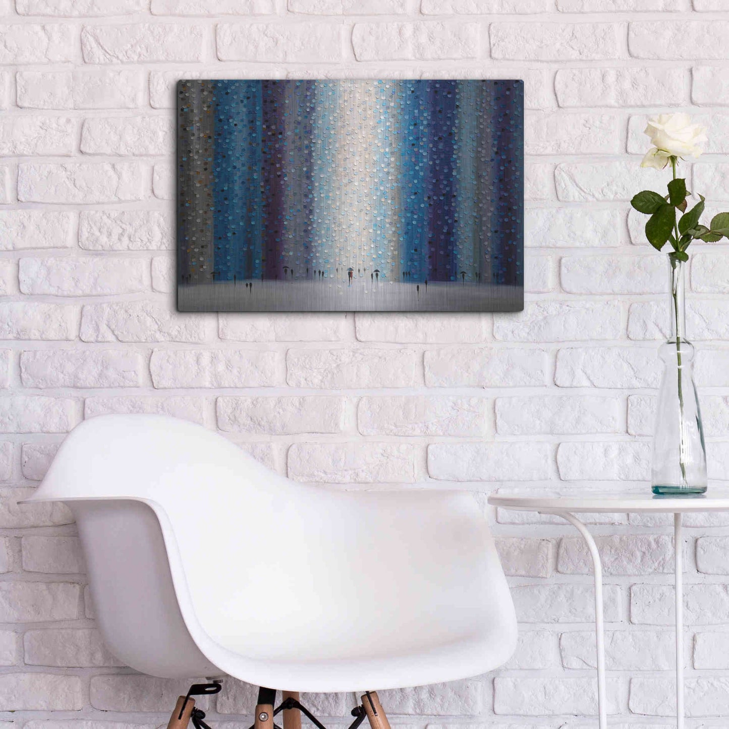 Luxe Metal Art 'Rainy City For' by Ekaterina Ermilkina Metal Wall Art,24x16