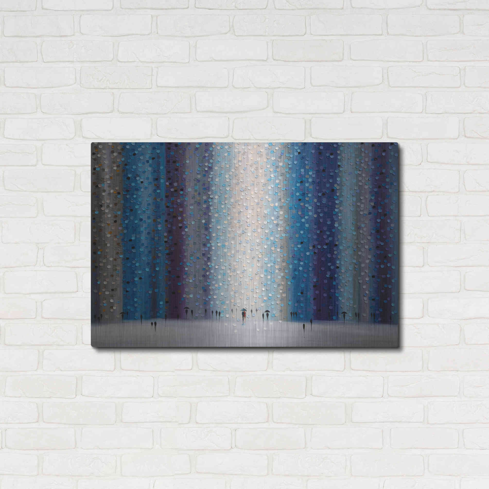 Luxe Metal Art 'Rainy City For' by Ekaterina Ermilkina Metal Wall Art,36x24