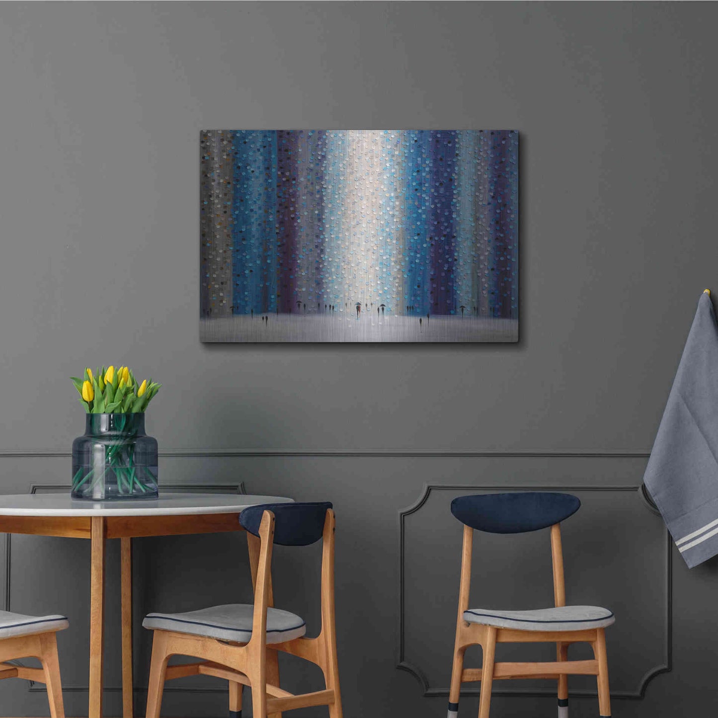 Luxe Metal Art 'Rainy City For' by Ekaterina Ermilkina Metal Wall Art,36x24