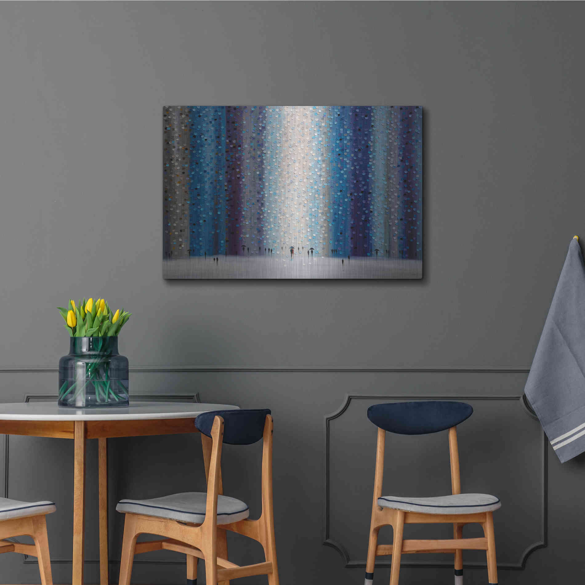 Luxe Metal Art 'Rainy City For' by Ekaterina Ermilkina Metal Wall Art,36x24