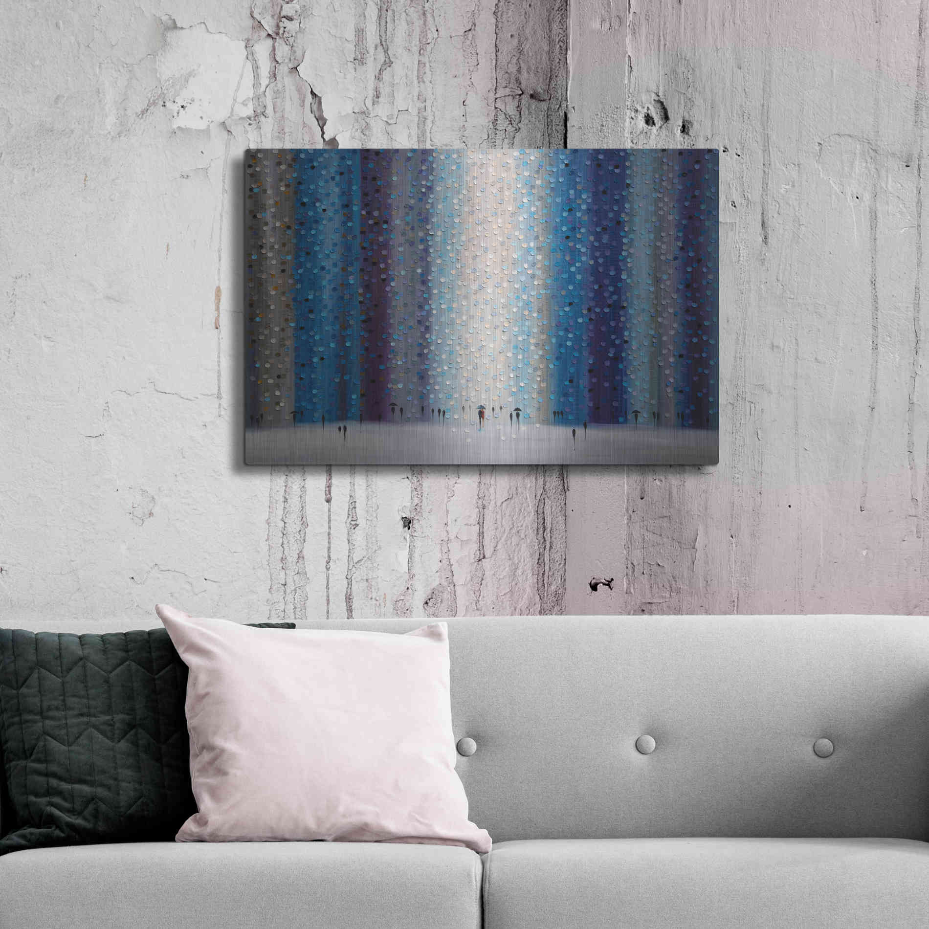 Luxe Metal Art 'Rainy City For' by Ekaterina Ermilkina Metal Wall Art,36x24