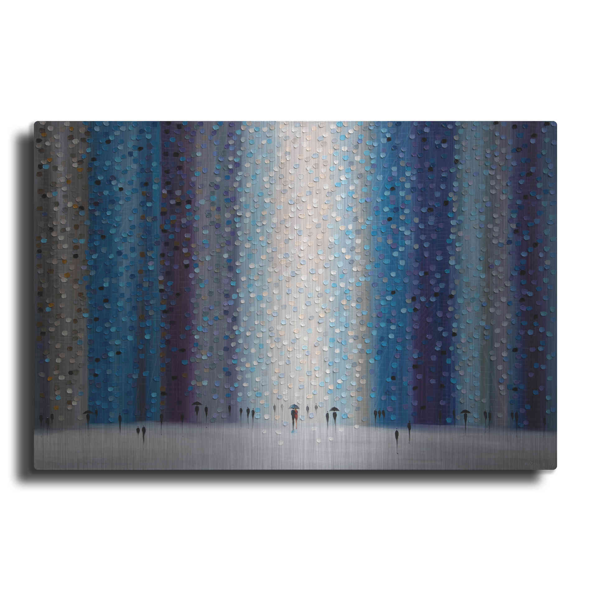 Luxe Metal Art 'Rainy City For' by Ekaterina Ermilkina Metal Wall Art