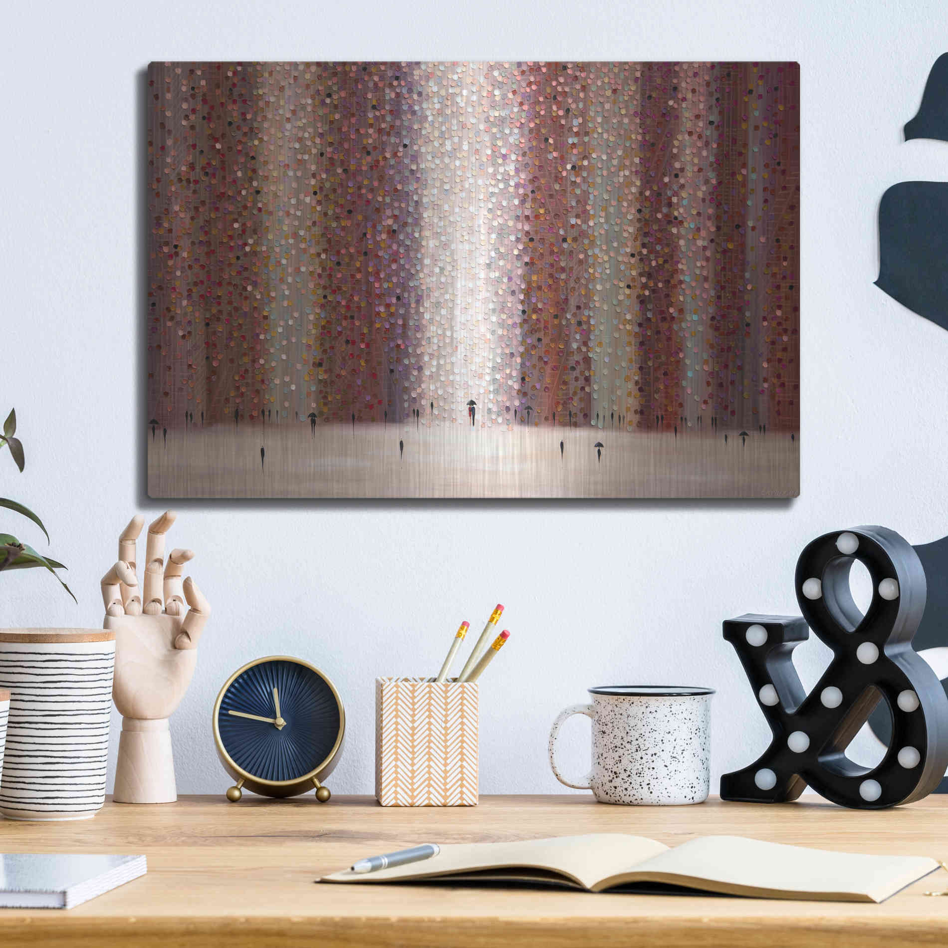 Luxe Metal Art 'Romance And Rain' by Ekaterina Ermilkina Metal Wall Art,16x12
