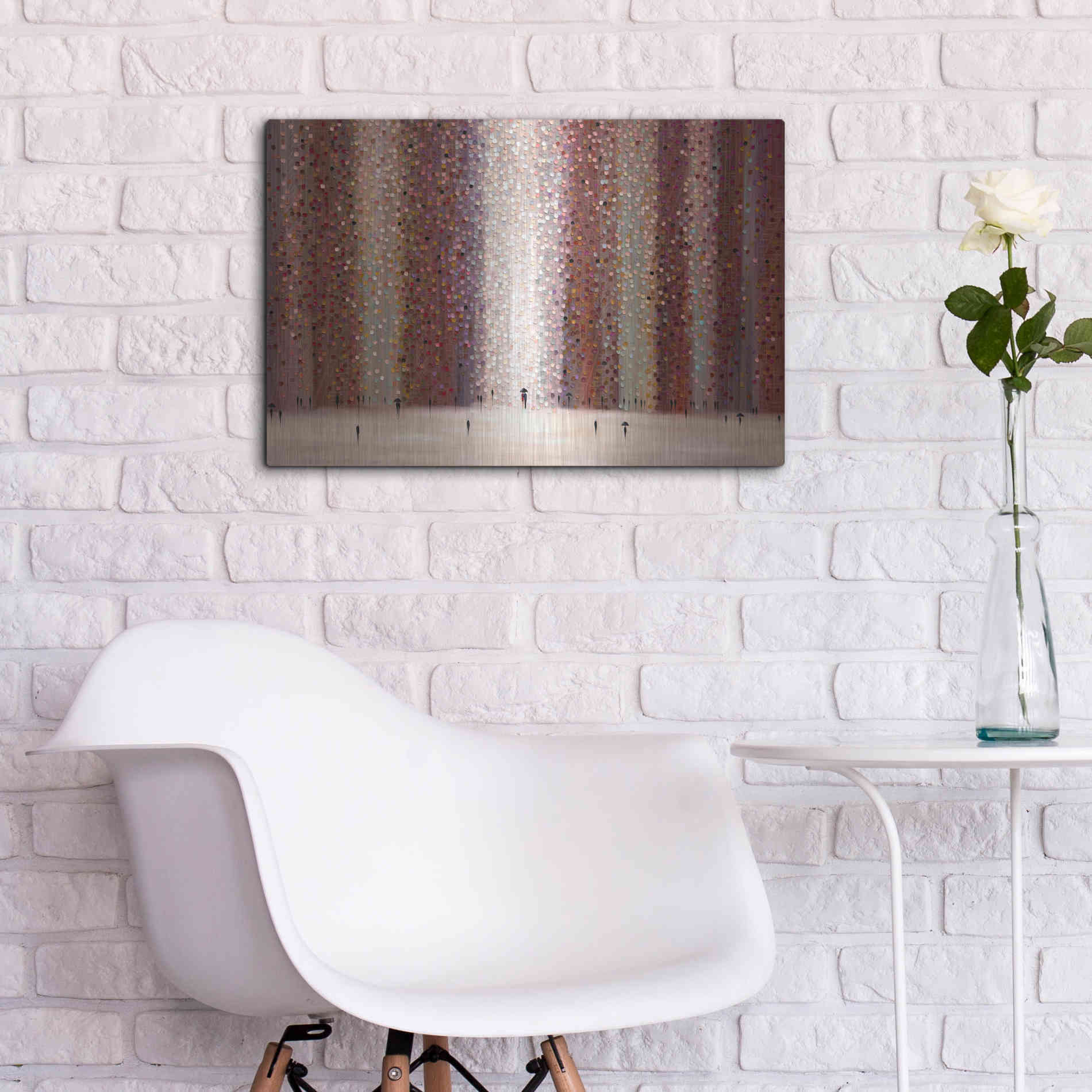 Luxe Metal Art 'Romance And Rain' by Ekaterina Ermilkina Metal Wall Art,24x16