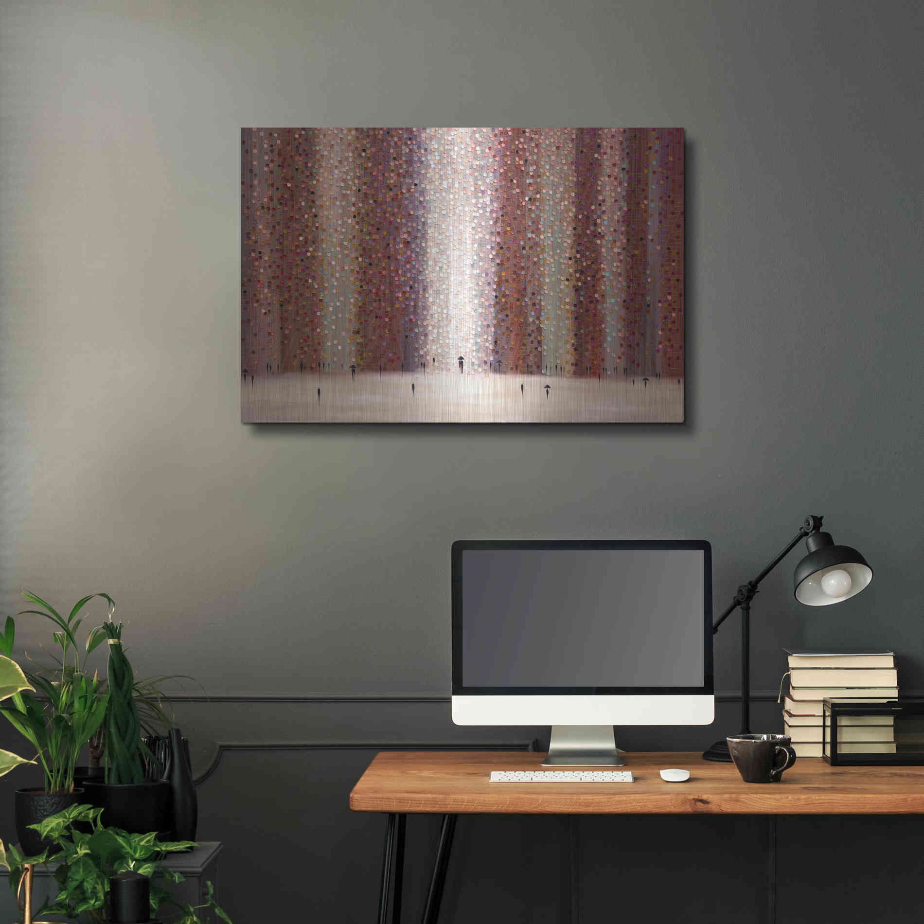 Luxe Metal Art 'Romance And Rain' by Ekaterina Ermilkina Metal Wall Art,36x24