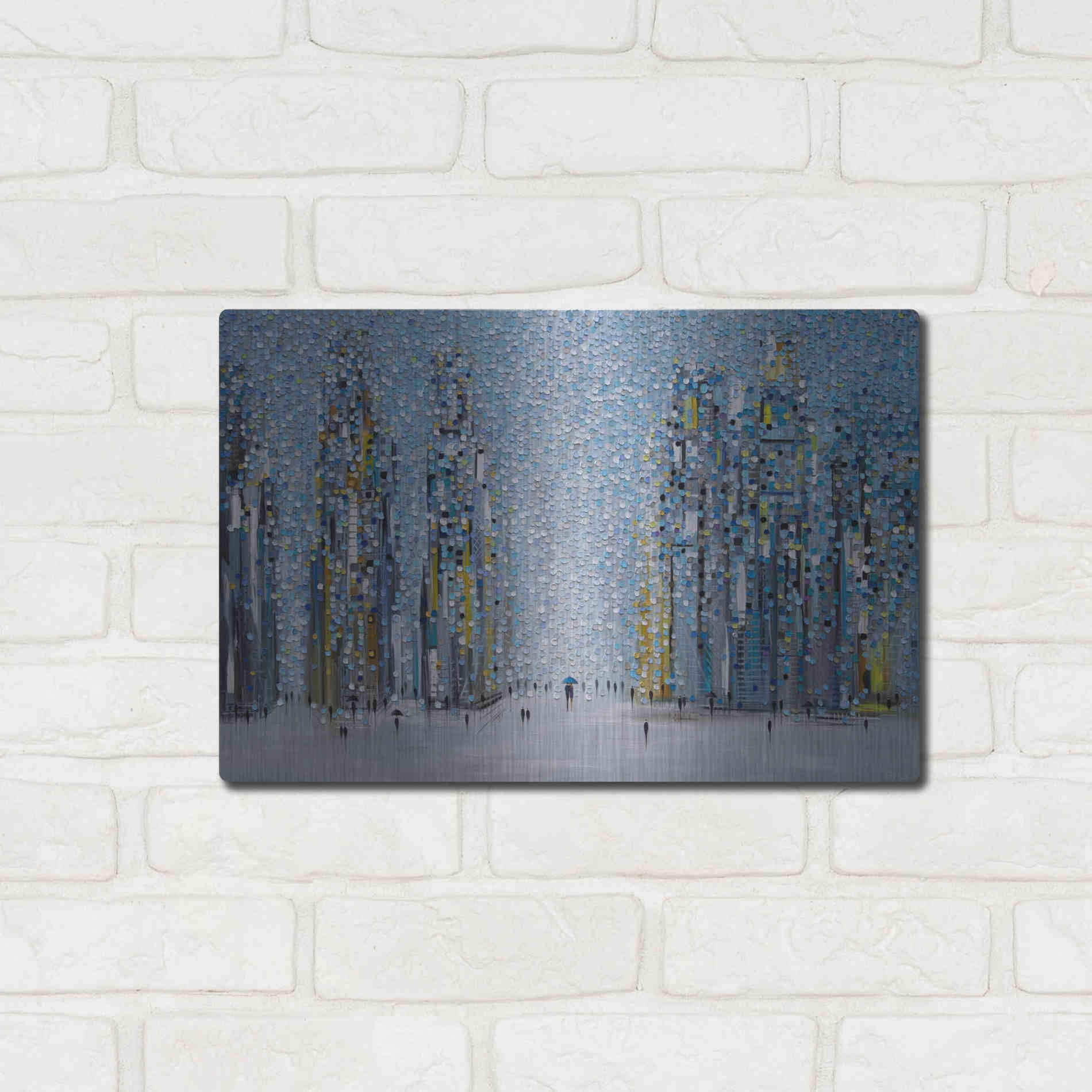 Luxe Metal Art 'Sunny City' by Ekaterina Ermilkina Metal Wall Art,16x12