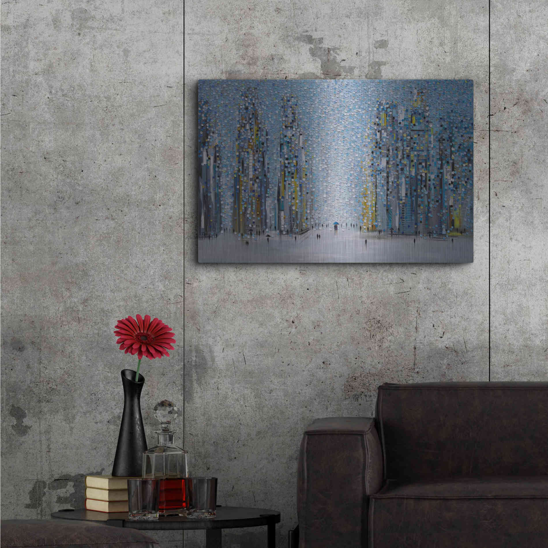 Luxe Metal Art 'Sunny City' by Ekaterina Ermilkina Metal Wall Art,36x24