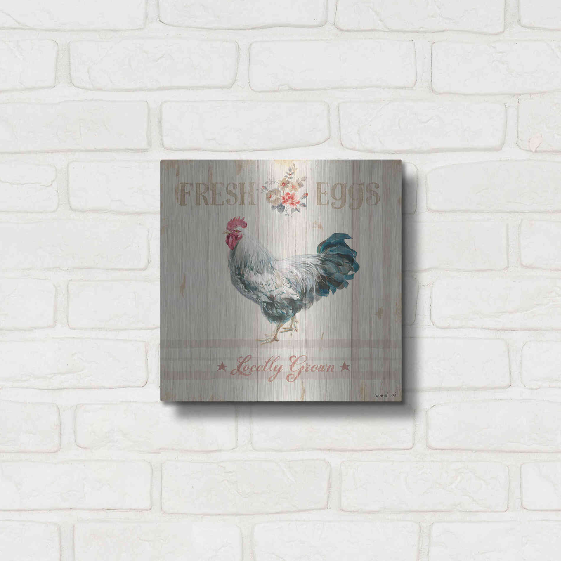 Luxe Metal Art 'Farm Patchwork VIII' by Danhui Nai, Metal Wall Art,12x12