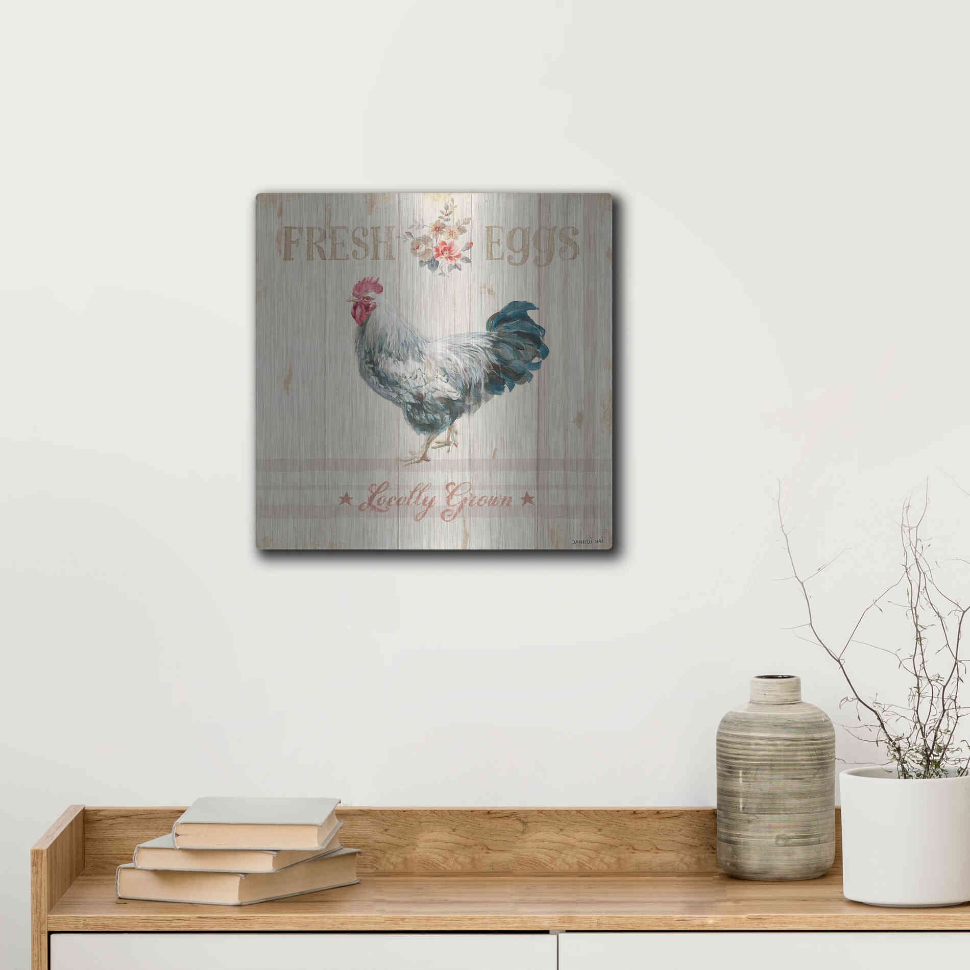 Luxe Metal Art 'Farm Patchwork VIII' by Danhui Nai, Metal Wall Art,12x12