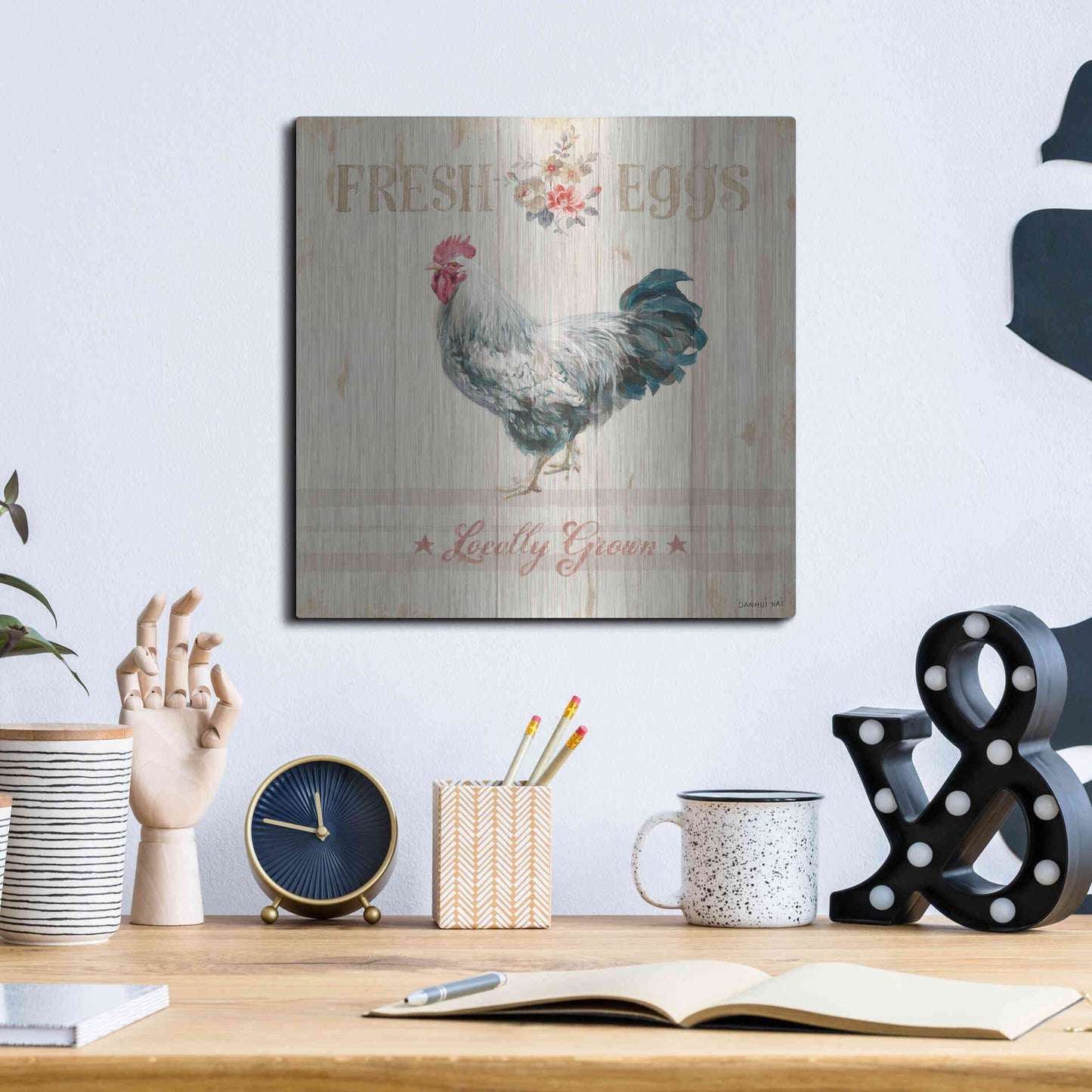 Luxe Metal Art 'Farm Patchwork VIII' by Danhui Nai, Metal Wall Art,12x12