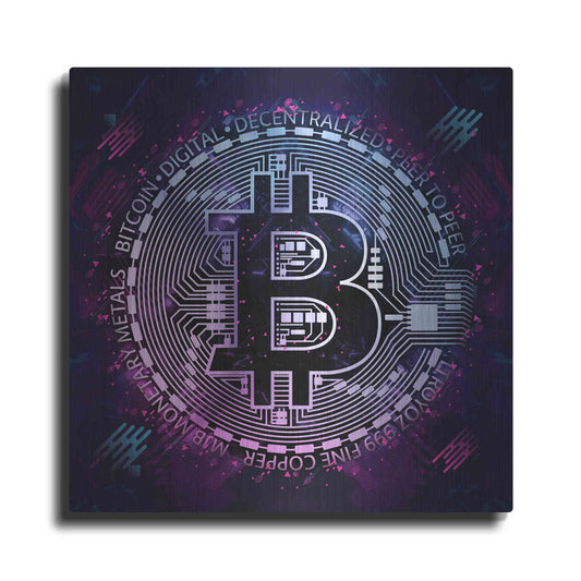 Luxe Metal Art 'Bitcoin 80s' by Cameron Gray Metal Wall Art