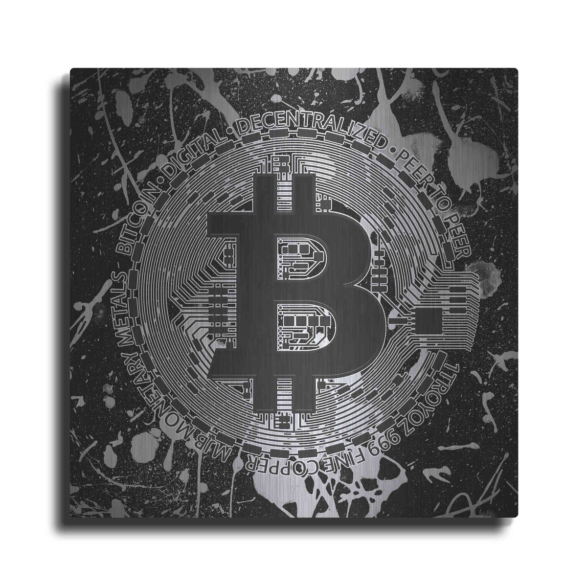 Luxe Metal Art 'Bitcoin Black Ice' by Cameron Gray Metal Wall Art