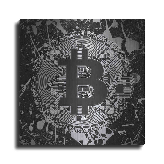 Luxe Metal Art 'Bitcoin Black Ice' by Cameron Gray Metal Wall Art