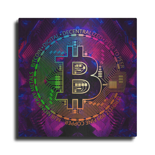 Luxe Metal Art 'Bitcoin Rainbow' by Cameron Gray Metal Wall Art