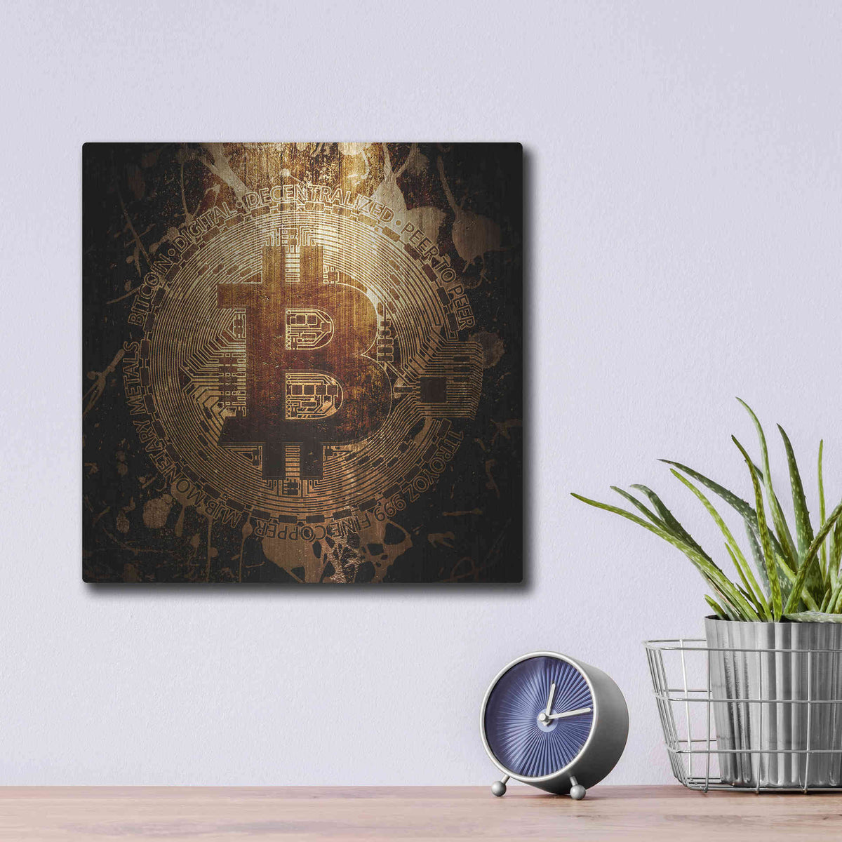 Luxe Metal Art 'Bitcoin Zinc' by Cameron Gray Metal Wall Art,12x12
