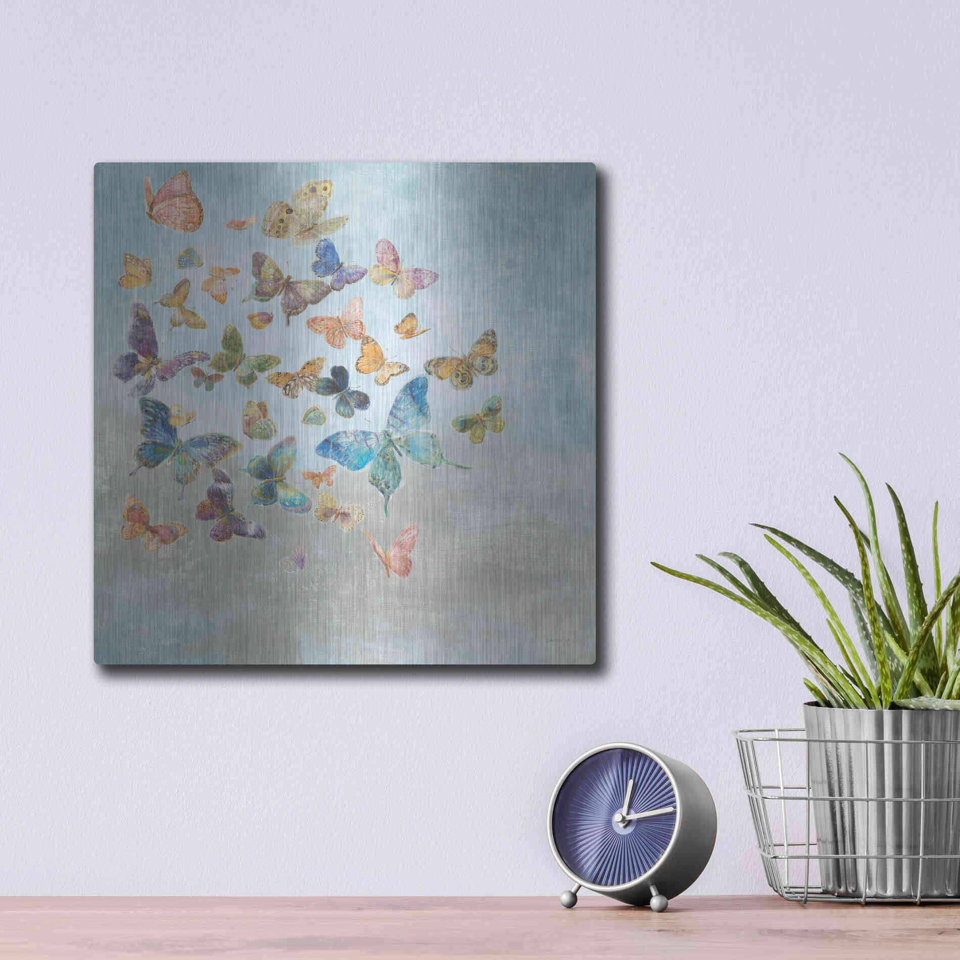 Luxe Metal Art 'Beautiful Butterflies v3 Square' by Danhui Nai, Metal Wall Art,12x12