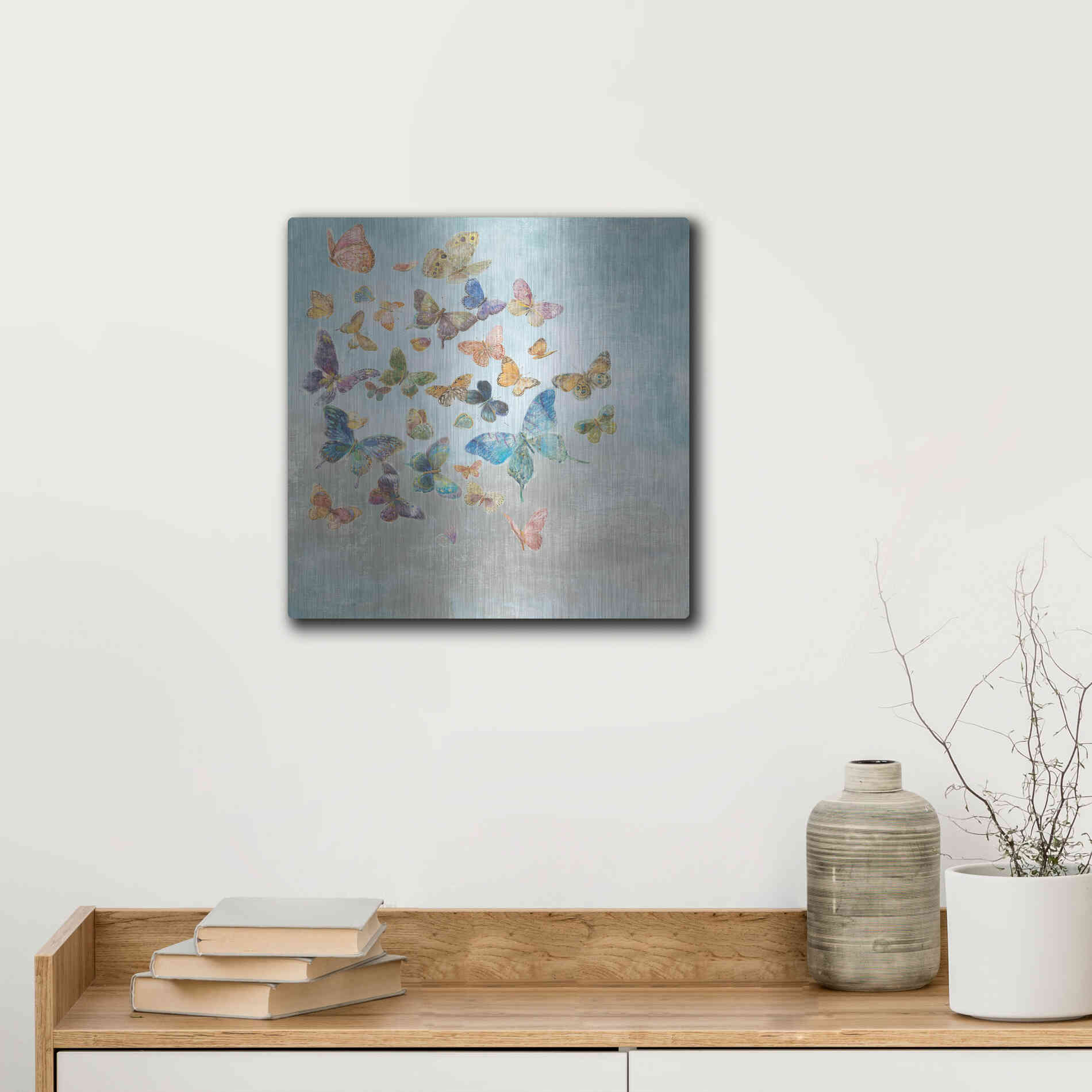 Luxe Metal Art 'Beautiful Butterflies v3 Square' by Danhui Nai, Metal Wall Art,12x12