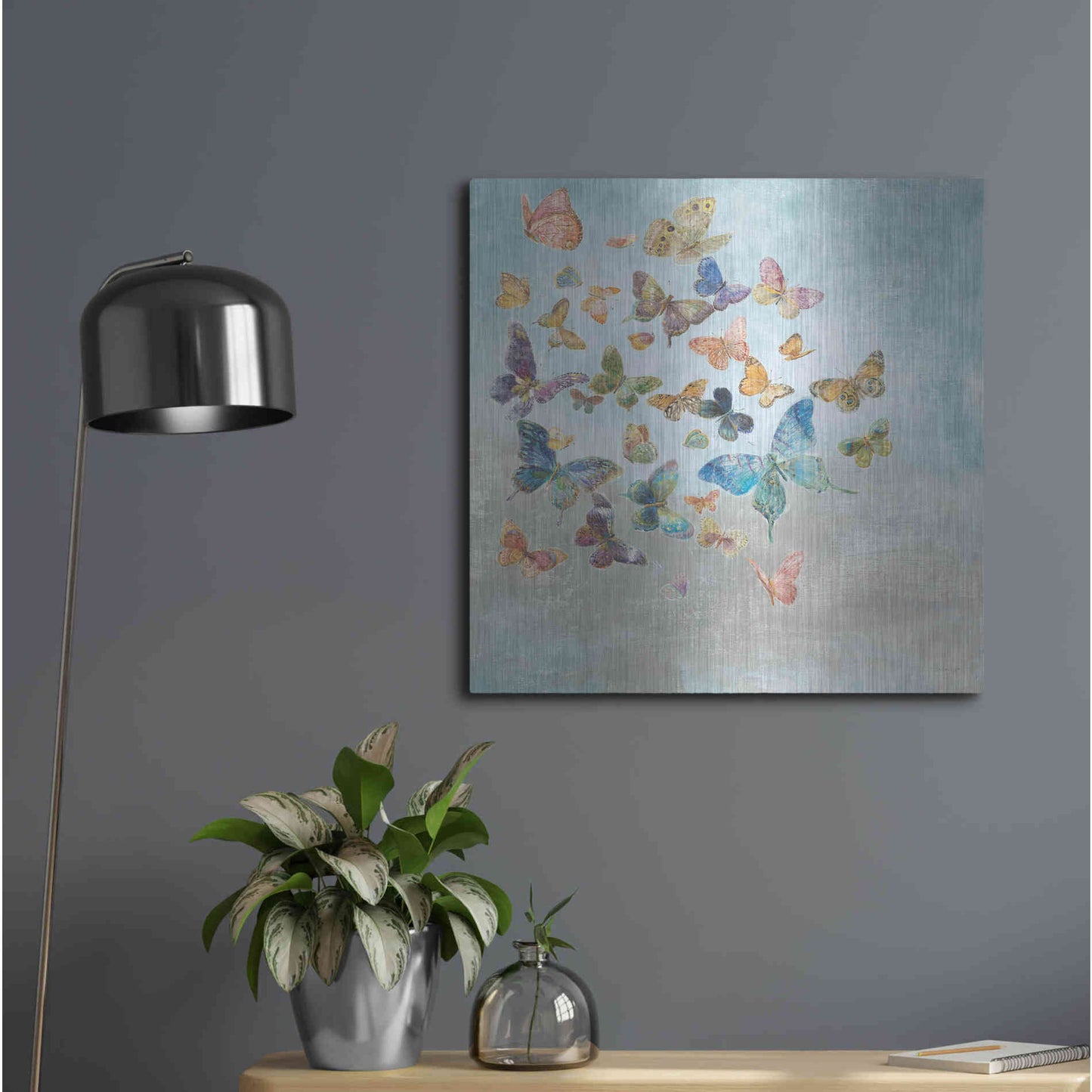 Luxe Metal Art 'Beautiful Butterflies v3 Square' by Danhui Nai, Metal Wall Art,24x24