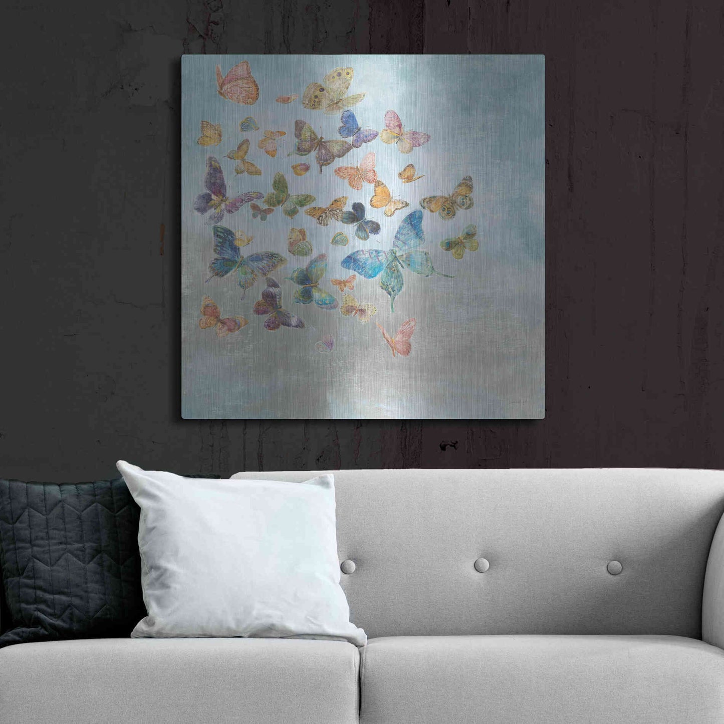 Luxe Metal Art 'Beautiful Butterflies v3 Square' by Danhui Nai, Metal Wall Art,36x36