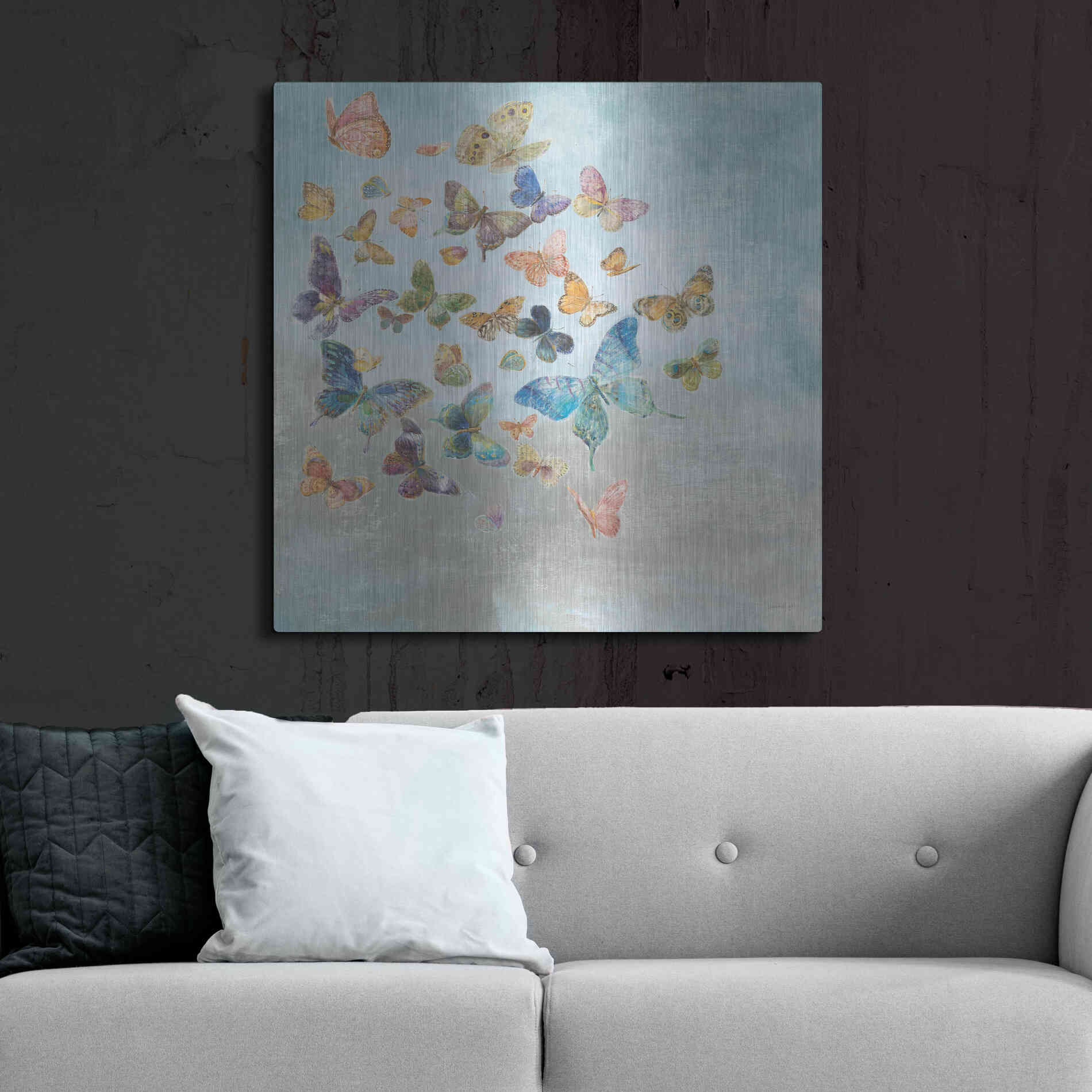 Luxe Metal Art 'Beautiful Butterflies v3 Square' by Danhui Nai, Metal Wall Art,36x36
