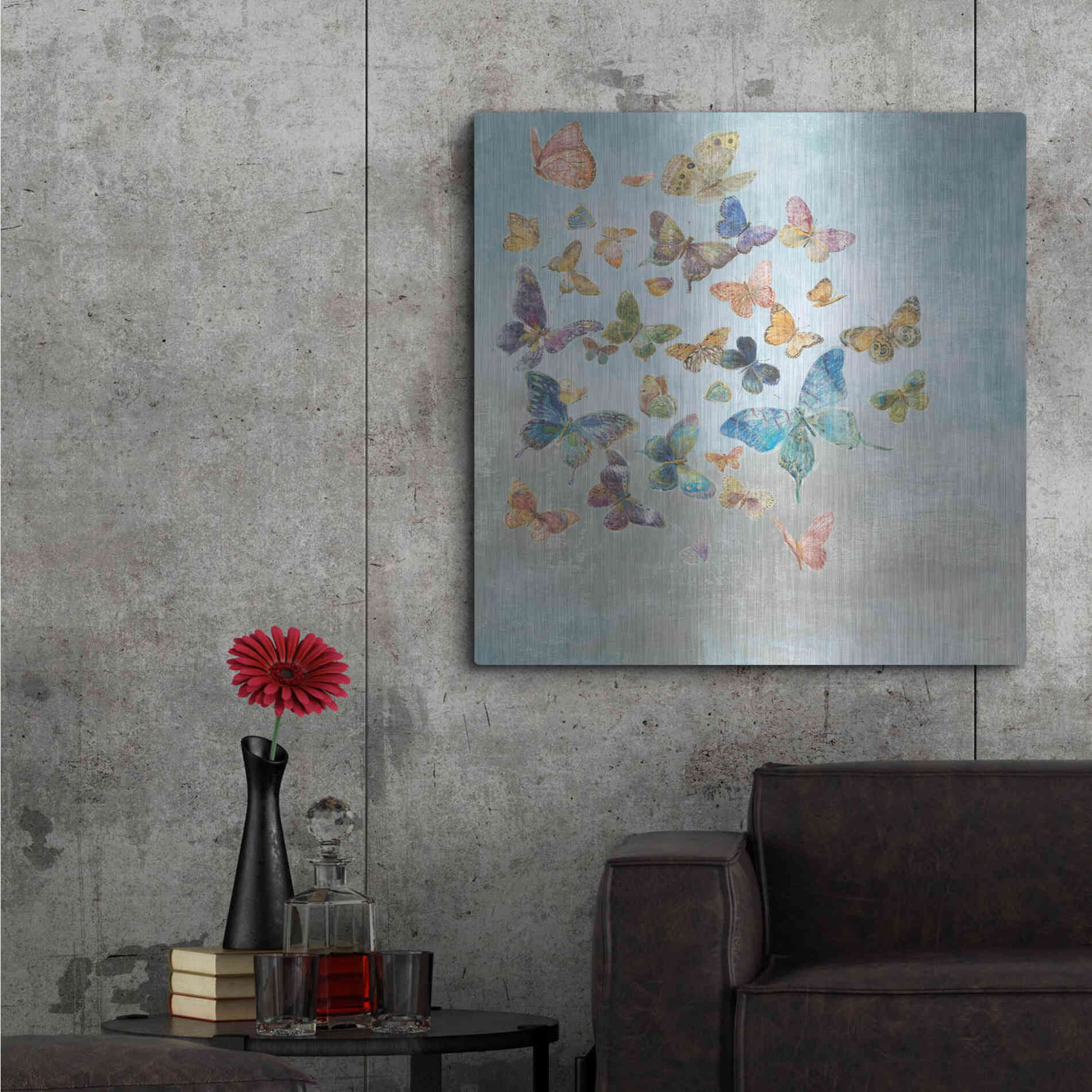 Luxe Metal Art 'Beautiful Butterflies v3 Square' by Danhui Nai, Metal Wall Art,36x36