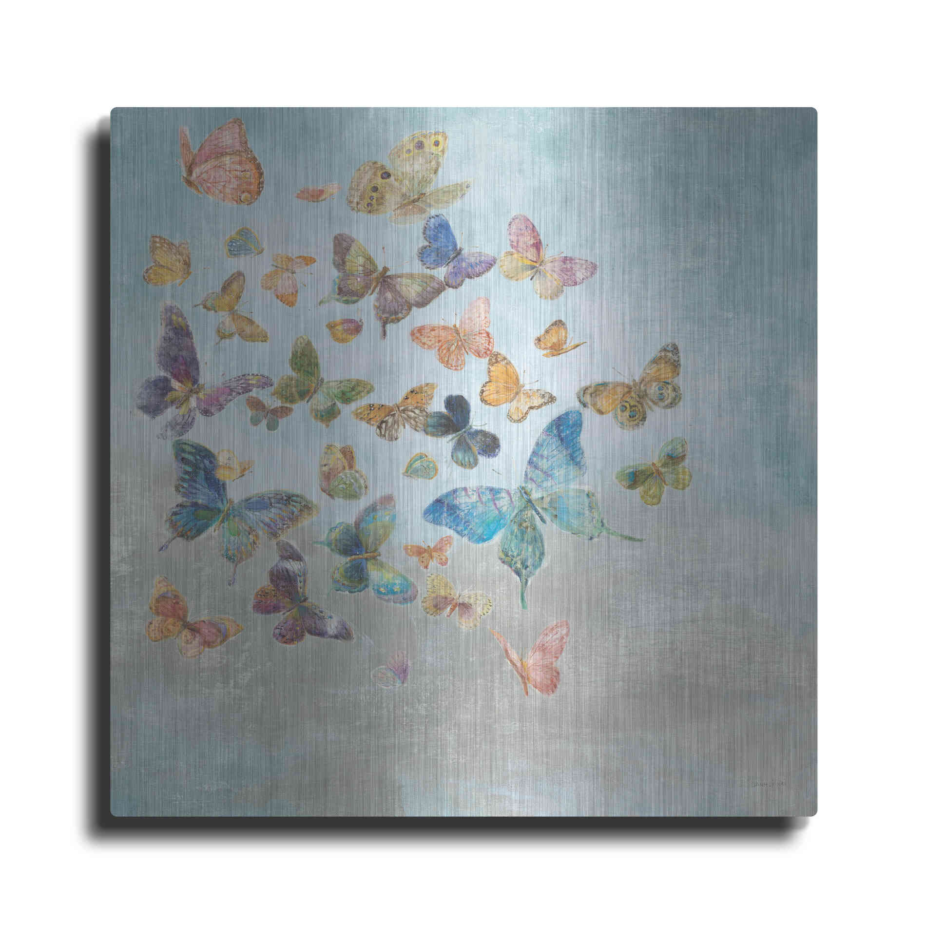 Luxe Metal Art 'Beautiful Butterflies v3 Square' by Danhui Nai, Metal Wall Art