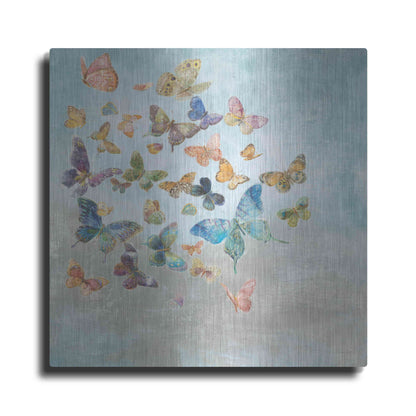 Luxe Metal Art 'Beautiful Butterflies v3 Square' by Danhui Nai, Metal Wall Art