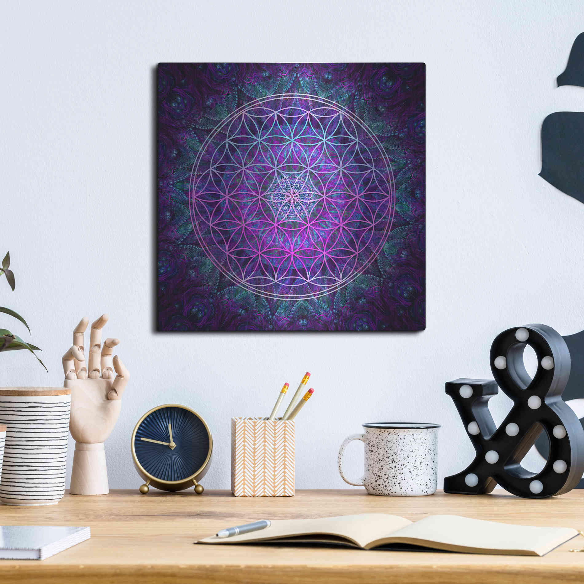 Luxe Metal Art 'Flower Of Life' by Cameron Gray Metal Wall Art,12x12