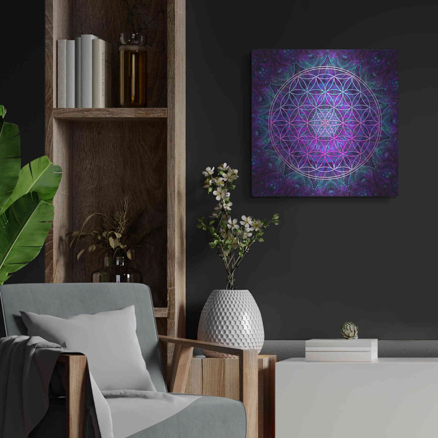 Luxe Metal Art 'Flower Of Life' by Cameron Gray Metal Wall Art,24x24