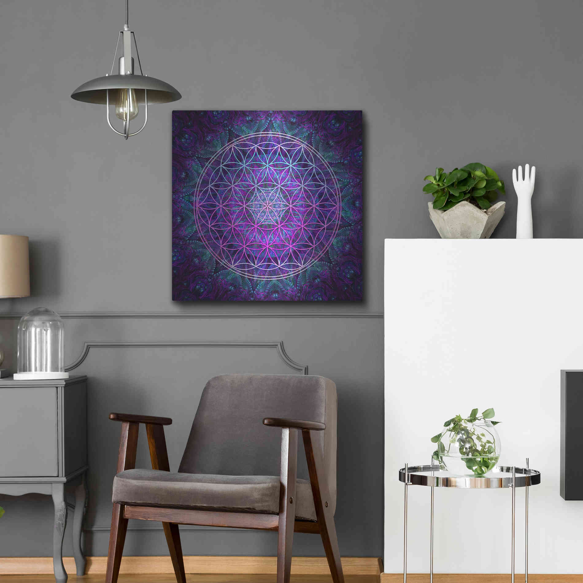 Luxe Metal Art 'Flower Of Life' by Cameron Gray Metal Wall Art,24x24