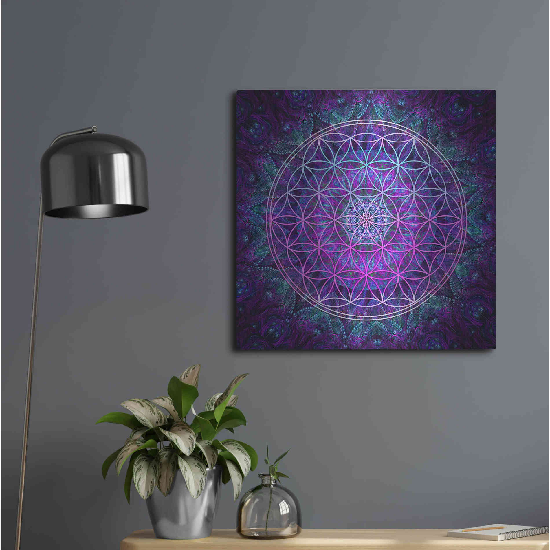 Luxe Metal Art 'Flower Of Life' by Cameron Gray Metal Wall Art,24x24