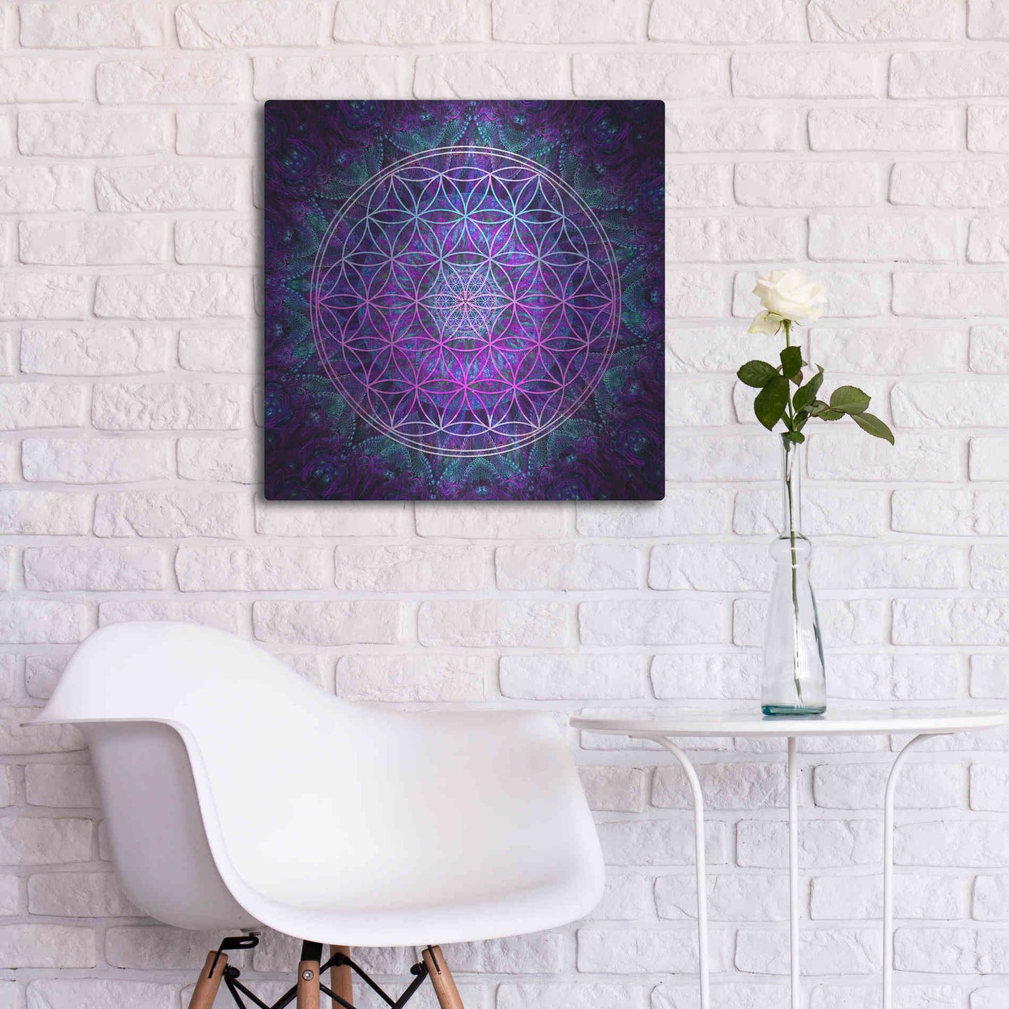 Luxe Metal Art 'Flower Of Life' by Cameron Gray Metal Wall Art,24x24