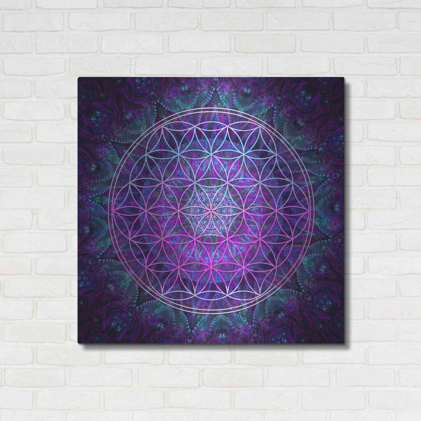 Luxe Metal Art 'Flower Of Life' by Cameron Gray Metal Wall Art,36x36