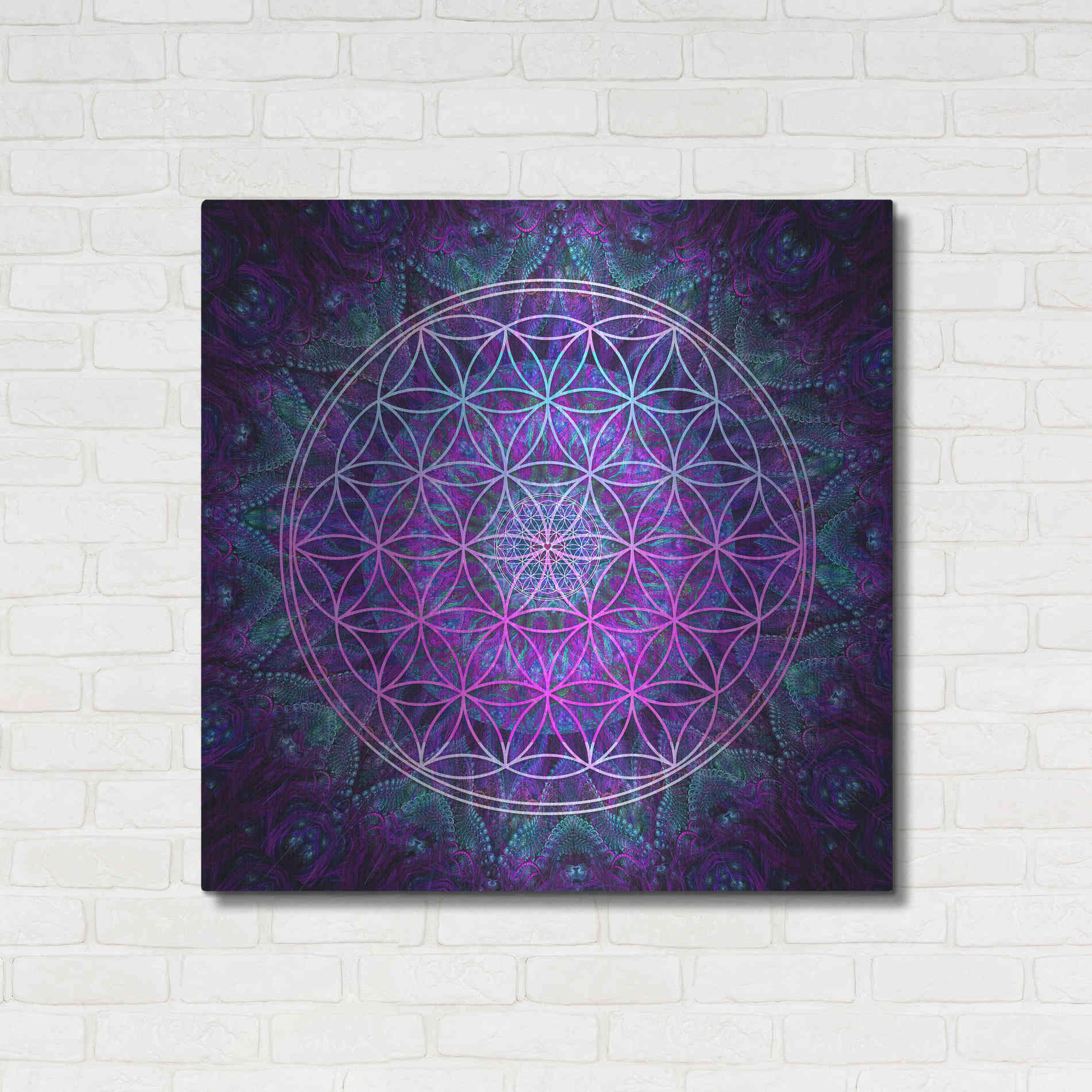 Luxe Metal Art 'Flower Of Life' by Cameron Gray Metal Wall Art,36x36