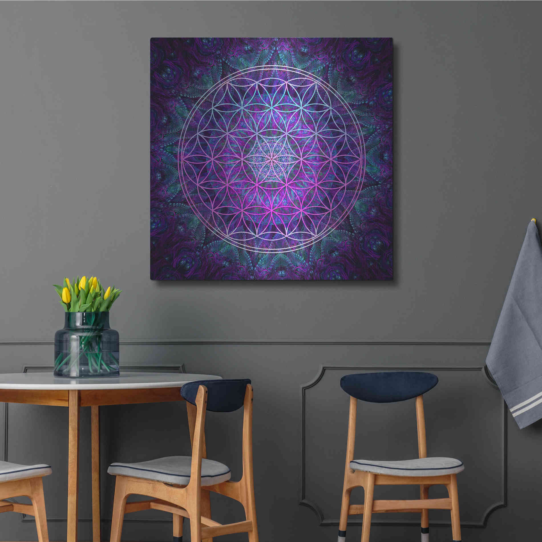 Luxe Metal Art 'Flower Of Life' by Cameron Gray Metal Wall Art,36x36